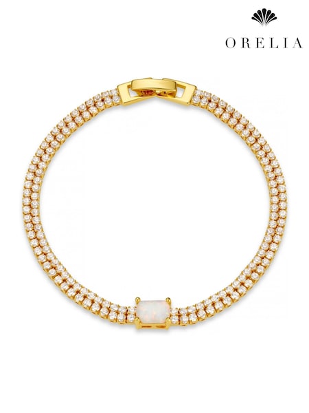 Orelia London Gold Tone Opal & Crystal Double Row Tennis Bracelet (F34925) | €37