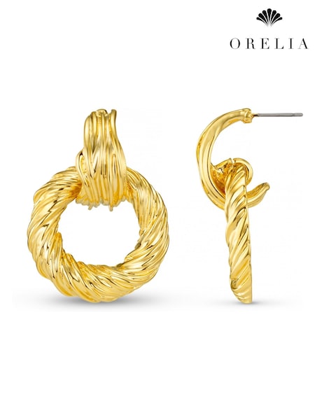 Orelia London Gold Tone Statement Textured Door Knocker Earrings (F34943) | €40