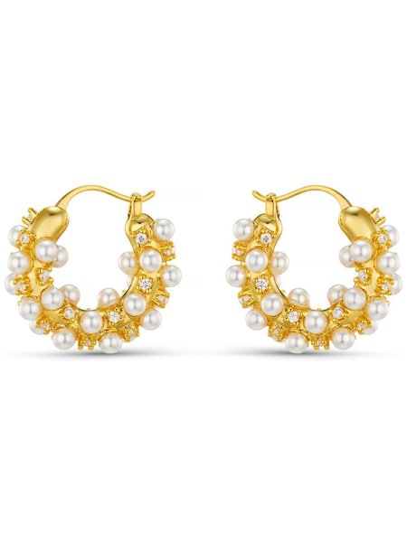 Orelia London Gold Tone Pearl & Crystal Embellished Hoop Earrings (F34952) | €40