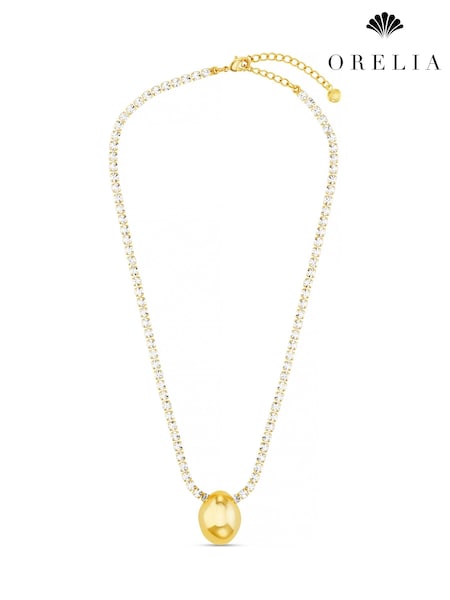 Orelia London Gold Tone Tennis Chain & Polished Drop Necklace (F34954) | €44