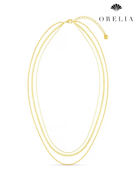 Orelia London Gold Tone Fine Chain 3-Row Necklace (F34955) | €37