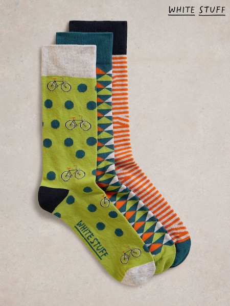 White Stuff Bicycle Geo Socks 3 Pack (F34972) | €24