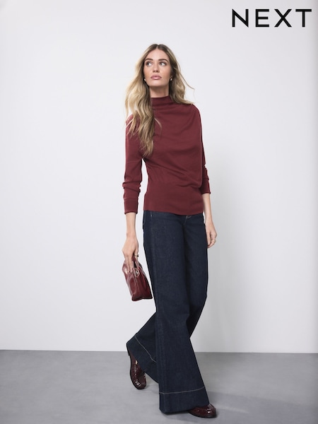 Indigo Blue - High Rise Stretch Wide Leg Jeans