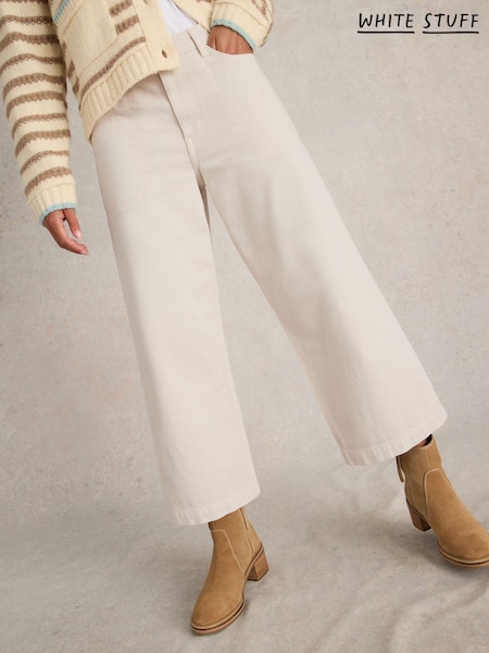 White Stuff Natural Tia Wide Leg Crop Jeans (F35090) | $101