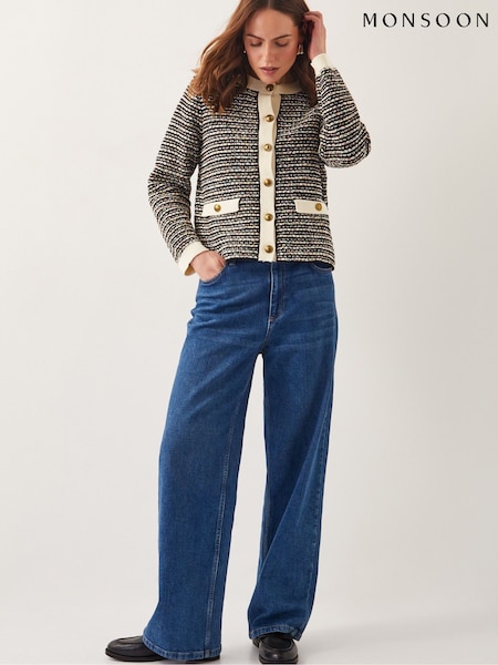 Monsoon Black Ness Woven Knit Cardigan (F35099) | 4,506 UAH