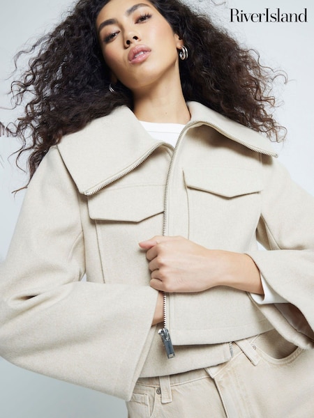 River Island Wide Collar Crop Jacket (F35112) | 335 LEI