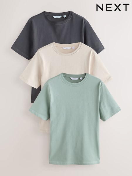 Blue/Ecru/Slate Grey Contrast Stitch - Corte estándar - Heavyweight T-Shirts 3 Pack (F35124) | 60 €