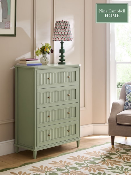 Nina Campbell Light Green Willis Tall Tall Chest of Drawers (F35205) | €1,070