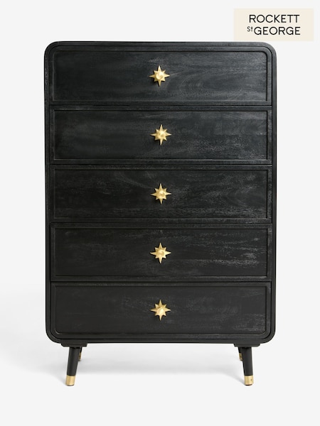 Rockett St George Black Ringo Tall Chest of Drawers (F35207) | €1,259