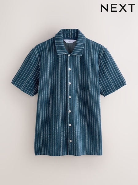 Blue/White Textured Stripe Jersey Shirt (F35208) | €34