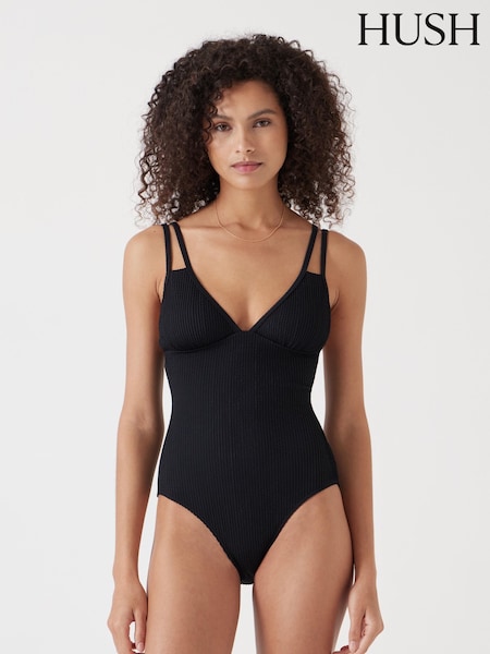 Hush Black Dina Double Strap Crinkle Swimsuit (F35225) | €106