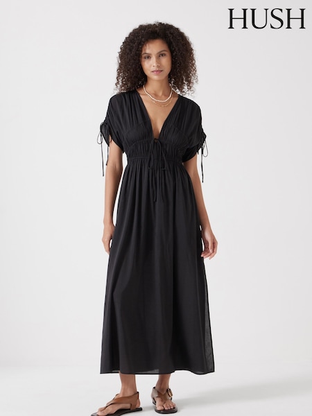 Hush Black Grace Cotton Blend Midi Dress (F35231) | $137