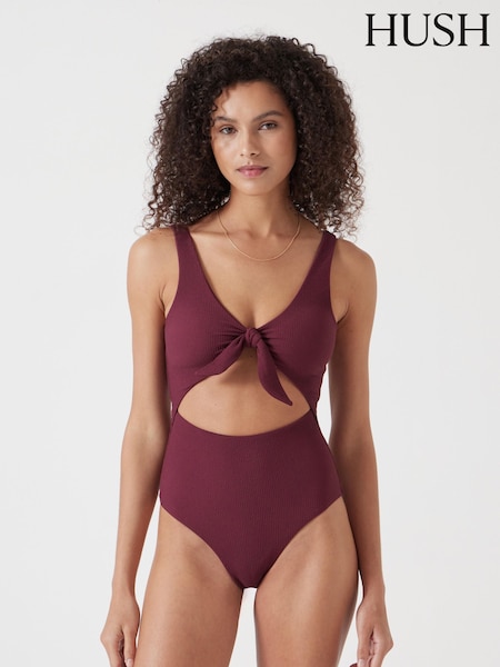 Hush Red Tie Front Texture Swimsuit (F35234) | €106