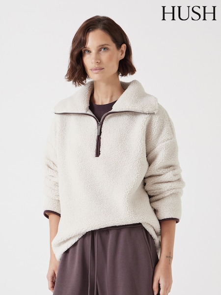 Hush Cream Grey Fleece Half Zip Sweatshirt (F35237) | €130