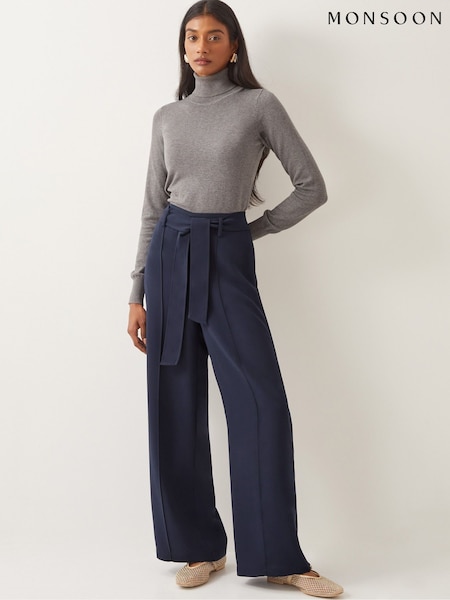 Monsoon Blue Scarlet Trim Trousers (F35258) | ₪377