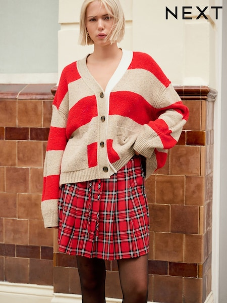 Red Check Pull On Mini Skirt (F35372) | €32.50
