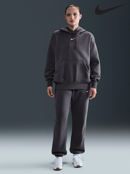 Nike Thunder Grey Oversized Mini Sportswear Phoenix Fleece Swoosh Pullover Hoodie (F35395) | €73