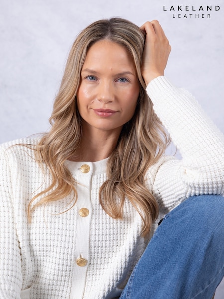 Lakeland Clothing Beverley Knitted White Cardigan (F35401) | 484 LEI