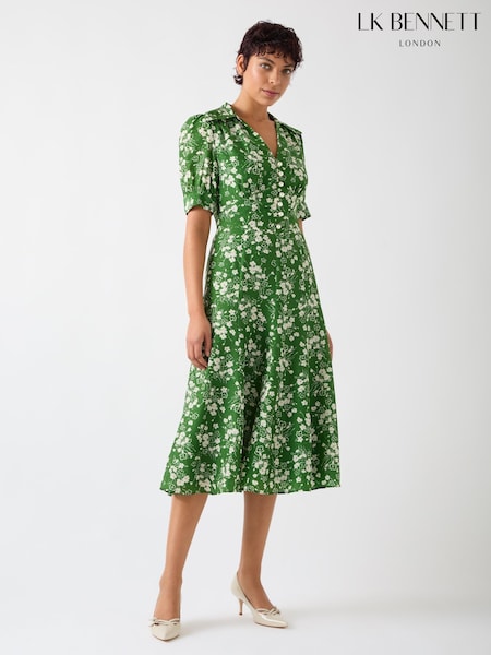 Lk Bennett Sophie Treetop And Birch Wildflower Print Jacquard Dress (F35497) | €629