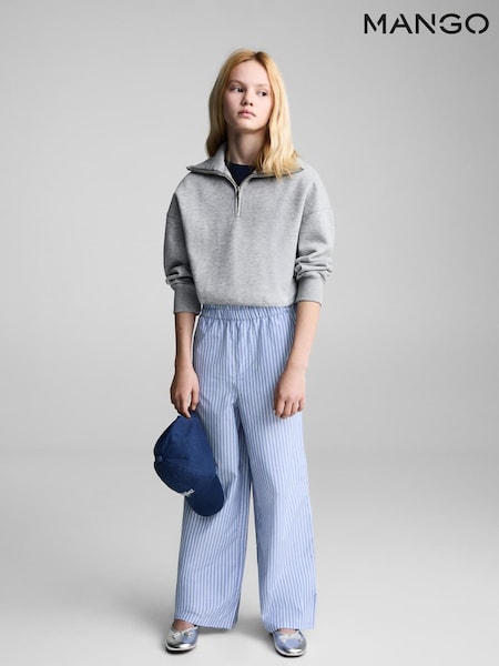 Mango Blue Striped Cotton Trousers (F35513) | €33