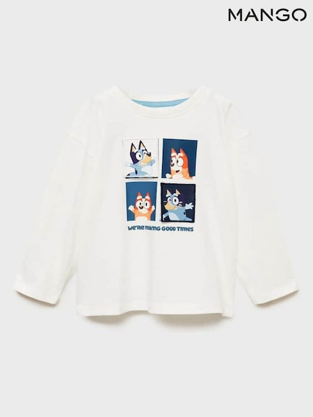 Mango Cream Bluey Print 100% Cotton Long Sleeve T-Shirt (F35550) | €18.50