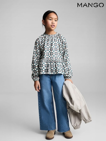 Mango Cream Geometric Print Blouse (F35563) | €29