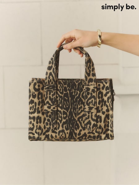 Simply Be 100% Cotton Leopard Print Mini Tote Bag (F35587) | kr720
