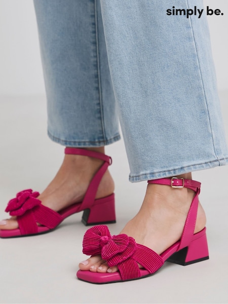 Simply Be Double Bow Low Block Heels In Wide Fit (F35597) | €49