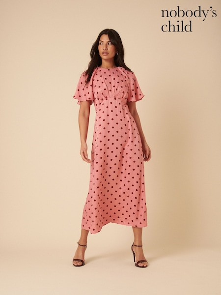 Nobodys Child Pink Emmy Spot Madeira Midi Dress (F35614) | €87
