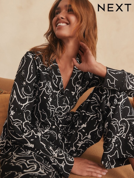 Black Cats Button Through Pyjamas (F35744) | €50.50