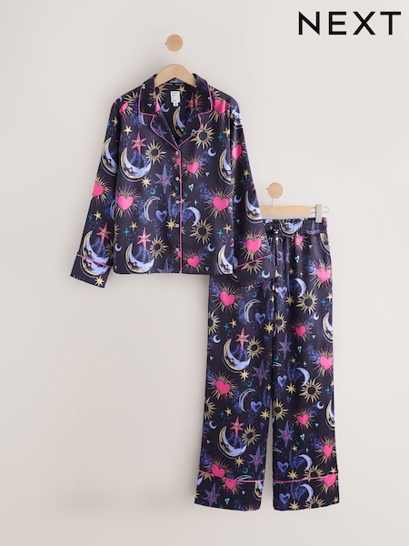 Navy CoppaFeel! Satin Button Through Pyjamas (F35746) | €49