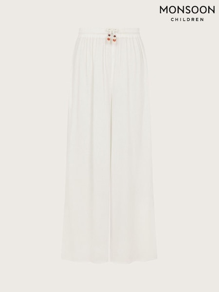 أبيض - Monsoon Wide Leg Crinkle Trousers (F35823) | ‏178 د.إ.‏ - ‏ 192‏ د.إ.
