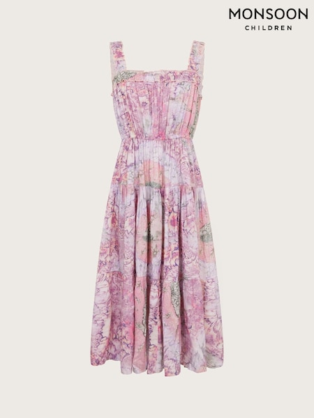 Monsoon Pink Strappy Marbled Floral Maxi Dress (F35839) | ₪151 - ₪161