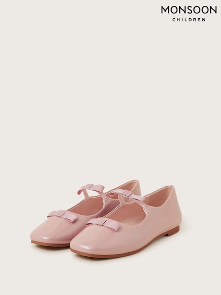 Monsoon Pink Bow Strap Patent Ballet Flats (F35850) | R$ 235 - R$ 295