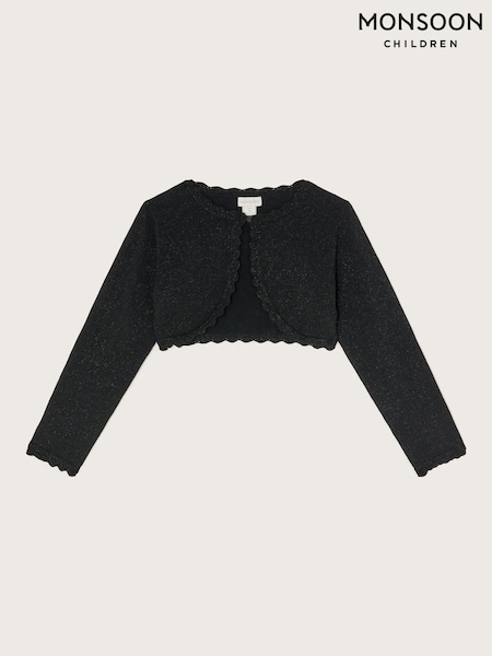 Monsoon Black Maeve Sparkle Scallop 100% Cotton Cardigan (F35854) | R$ 215 - R$ 255