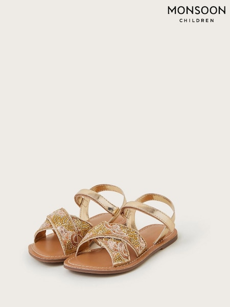 Monsoon Natural Embellished Metallic Sandals (F35884) | ₪126 - ₪146