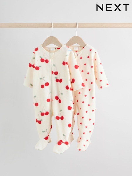 Red 2 Pack Micro Fleece Two Way Zip Baby Sleepsuits (F35899) | R$ 195 - R$ 215