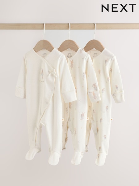 بيج فاتح جنية الفأر - 3 Pack Baby Sleepsuits (0-2yrs) (F35900) | ‏104 ر.ق. - ‏114 ر.ق.