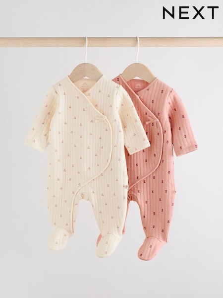 Pink/Cream Quilted Baby Sleepsuits 2 Pack (F35904) | AED102 - AED112