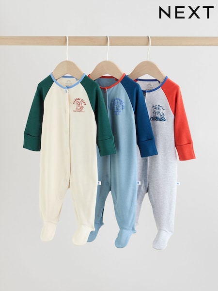 Multi Varsity Baby Sleepsuits 3 Pack (0mths-3yrs) (F35909) | €29 - €32