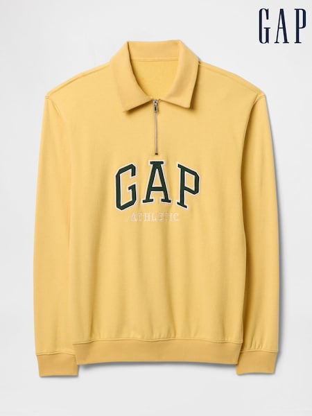 Gap Yellow Vintage Soft Athletic Logo Quarter Zip Polo Sweatshirt (F35971) | €69