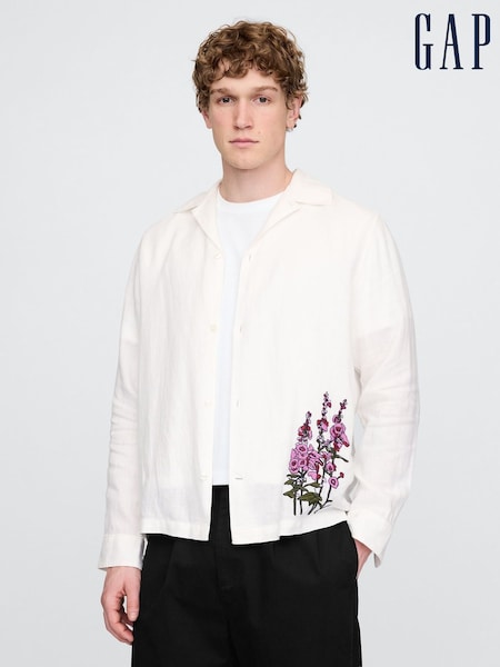 Gap White 100% Linen Long Sleeve Classic Shirt (F36019) | €100