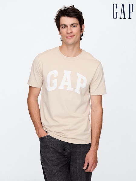 Gap Beige Everyday Logo 100% Cotton Crew Neck Short Sleeve T-Shirt (F36021) | €18