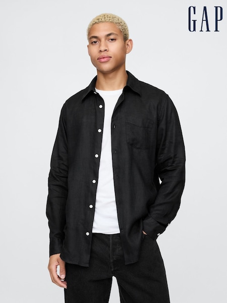 Gap Black 100% Linen Long Sleeve Classic Shirt (F36023) | €92