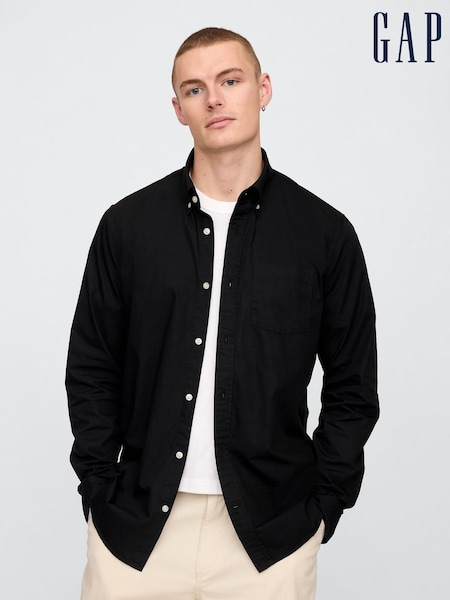 Gap Black Organic Cotton Long Sleeve Poplin Classic Shirt (F36029) | €53