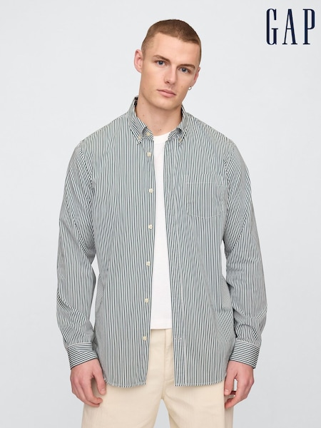 Gap Green Stripe Organic Cotton Poplin Classic Shirt (F36033) | €57