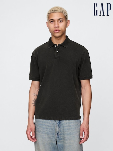 Gap Black Cotton Pique Short Sleeve Polo Shirt (F36072) | €46