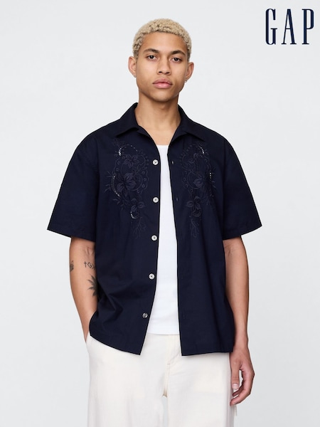 Gap Navy Blue Eyelet Poplin Shirt (F36073) | €64