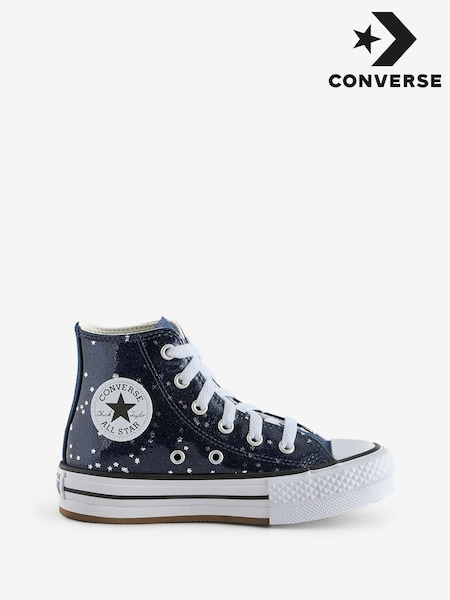 Converse Blue Chuck Taylor Youth EVA Lift Glitter Trainers (F36212) | AED320