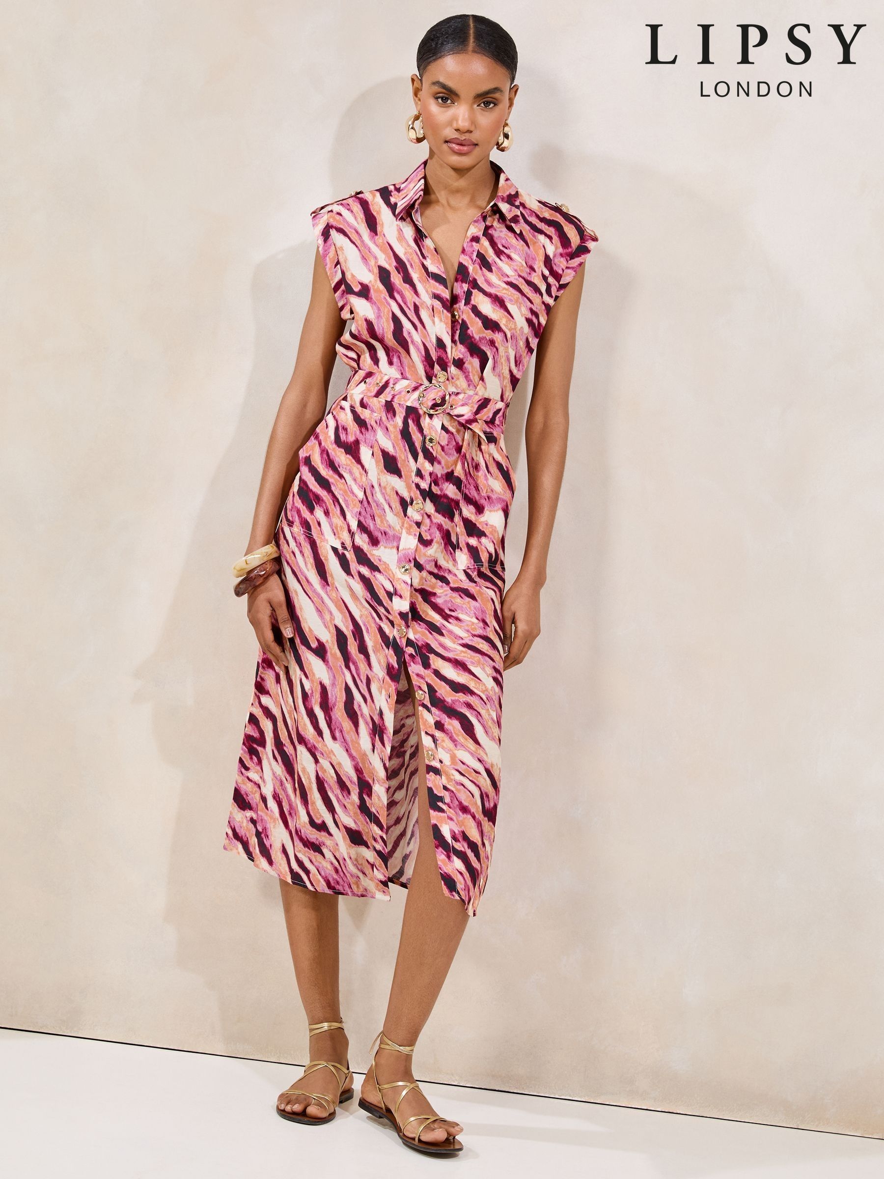 Women's Purple Animal Print Short Sleeve Dresses | Next